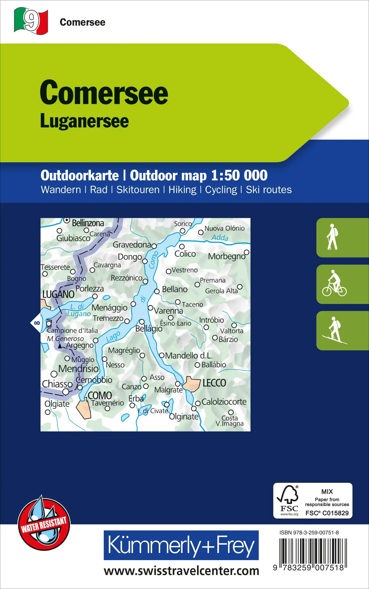 Bild: 9783259007518 | Kümmerly+Frey Outdoorkarte Lago di Como 1:50.000 | AG | (Land-)Karte