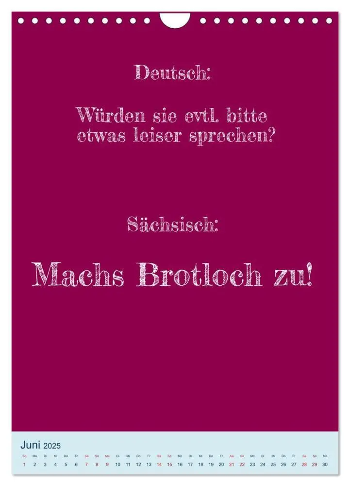 Bild: 9783435917518 | Humorvoller Mundartkalender Sachsen (Wandkalender 2025 DIN A4...