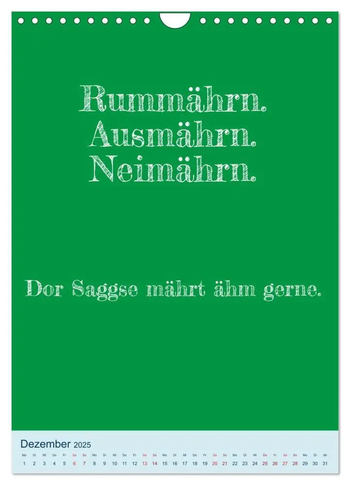 Bild: 9783435917518 | Humorvoller Mundartkalender Sachsen (Wandkalender 2025 DIN A4...