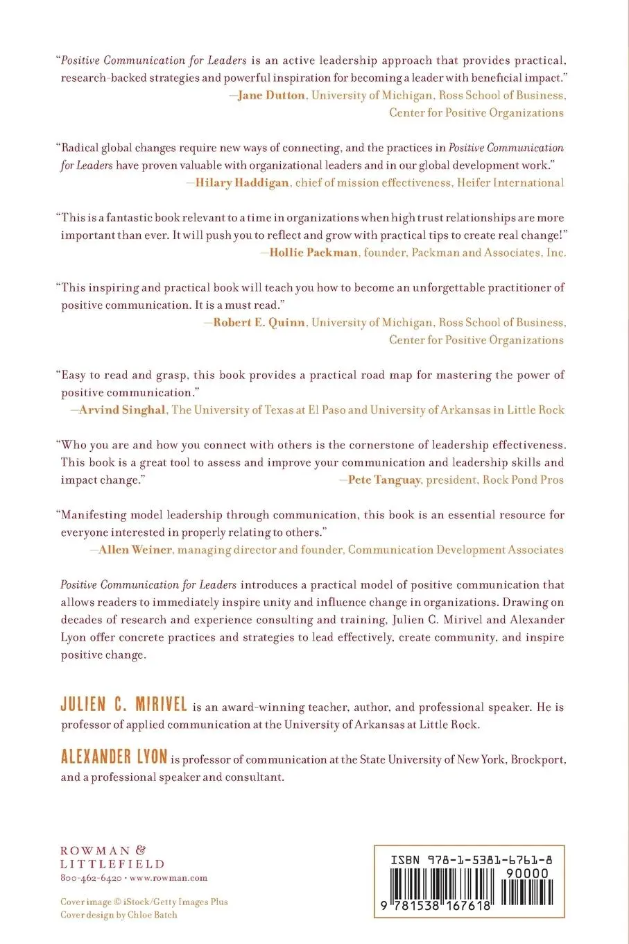 Rückseite: 9781538167618 | Positive Communication for Leaders | Julien C. Mirivel (u. a.) | Buch