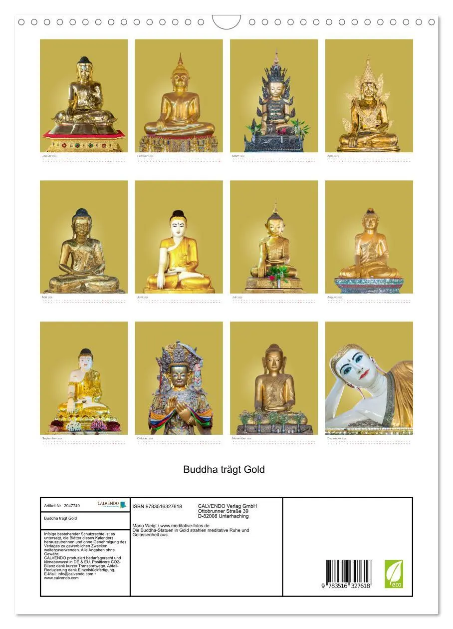 Bild: 9783516327618 | Buddha trägt Gold (Wandkalender 2026 DIN A3 hoch), CALVENDO...