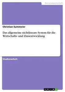 Cover: 9783668897618 | Das allgemeine nichtlineare System für die Wirtschafts- und...