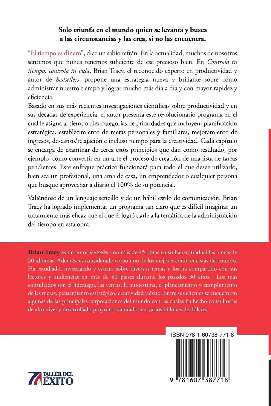 Rückseite: 9781607387718 | Controla tu tiempo, controla tu vida | Brian Tracy | Taschenbuch
