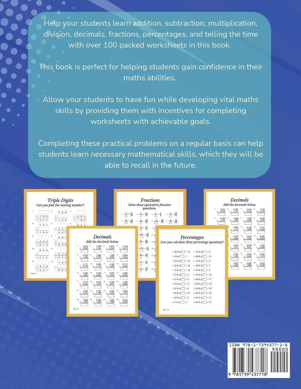 Rückseite: 9781739437718 | Maths Activity Workbook For Kids Ages 8-12 Addition, Subtraction,...
