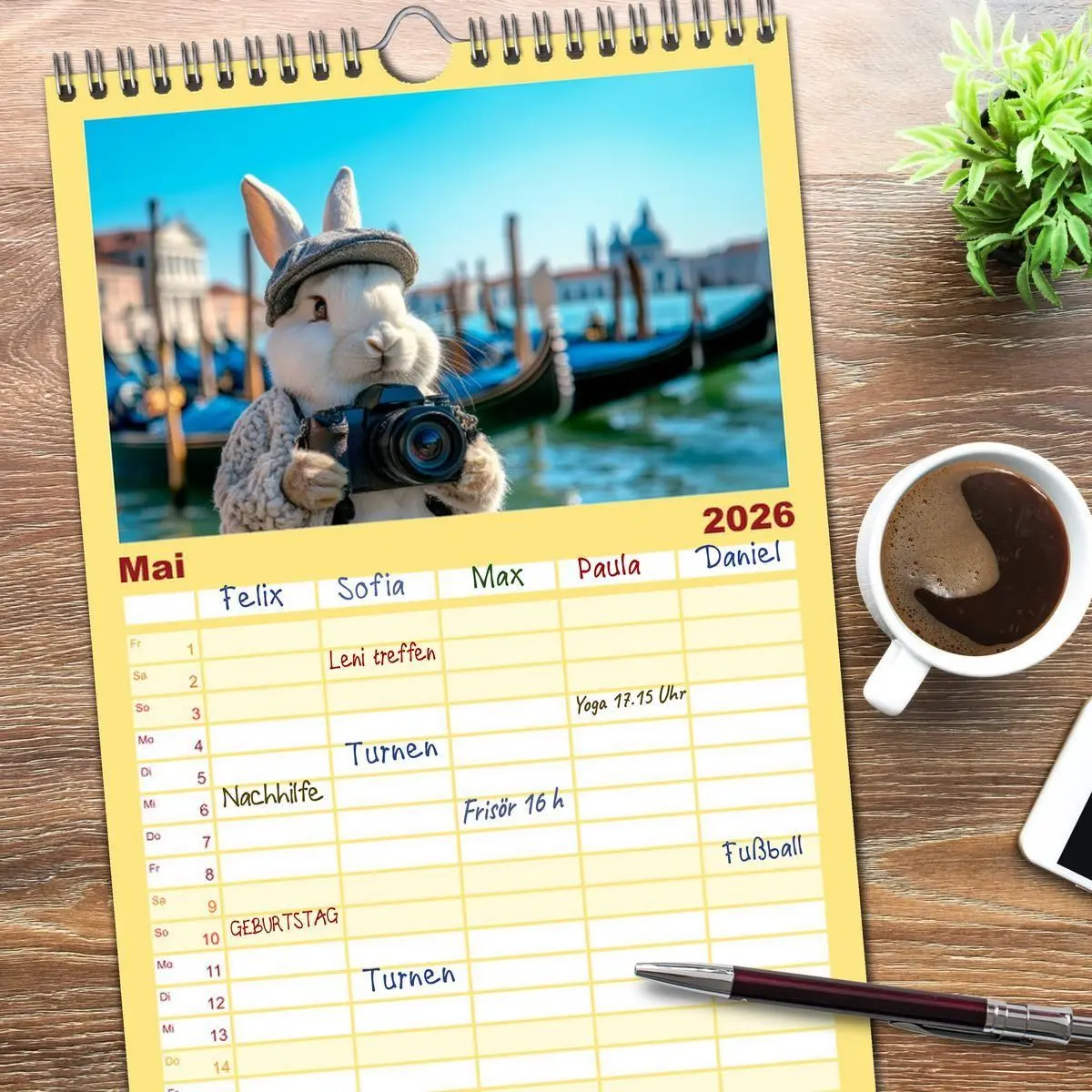 Bild: 9783516617818 | Familienplaner 2026 - Kaninchen auf Reisen mit 5 Spalten...