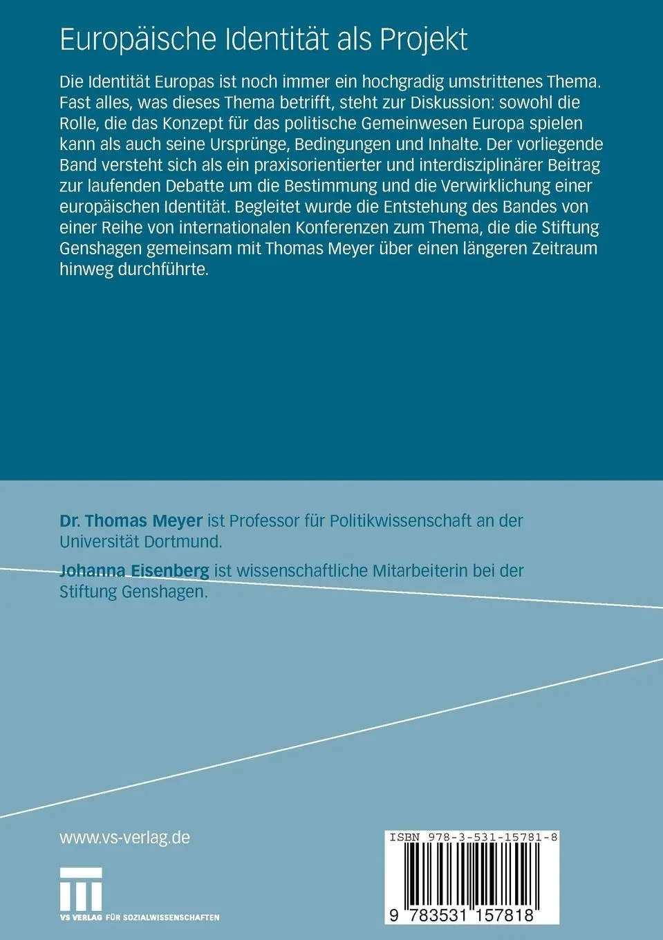 Rückseite: 9783531157818 | Europäische Identität als Projekt | Innen- und Außensichten | Buch