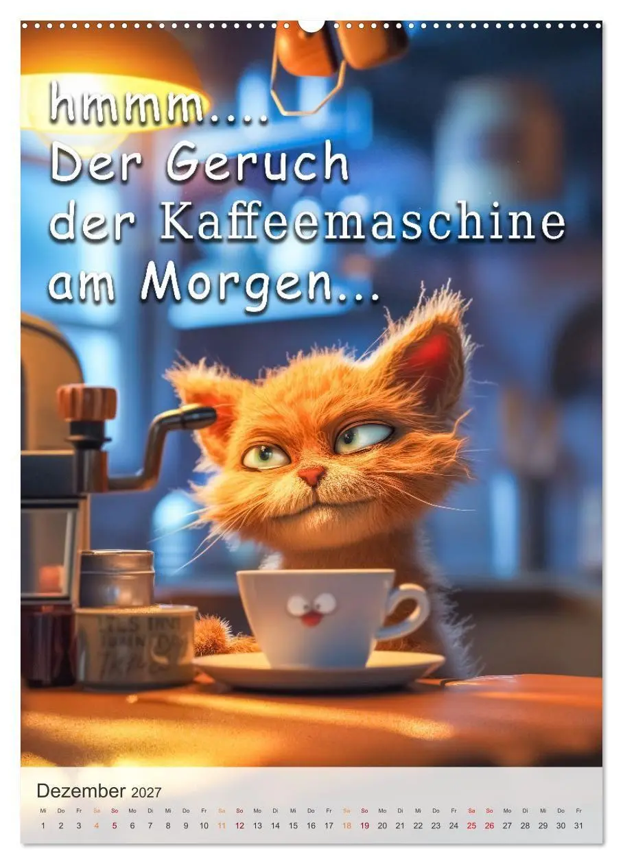 Bild: 9783569187818 | Kaffee-Katzen (Wandkalender 2027 DIN A2 hoch), CALVENDO Monatskalender