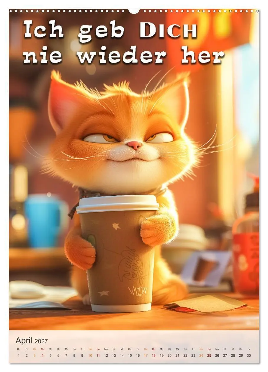 Bild: 9783569187818 | Kaffee-Katzen (Wandkalender 2027 DIN A2 hoch), CALVENDO Monatskalender