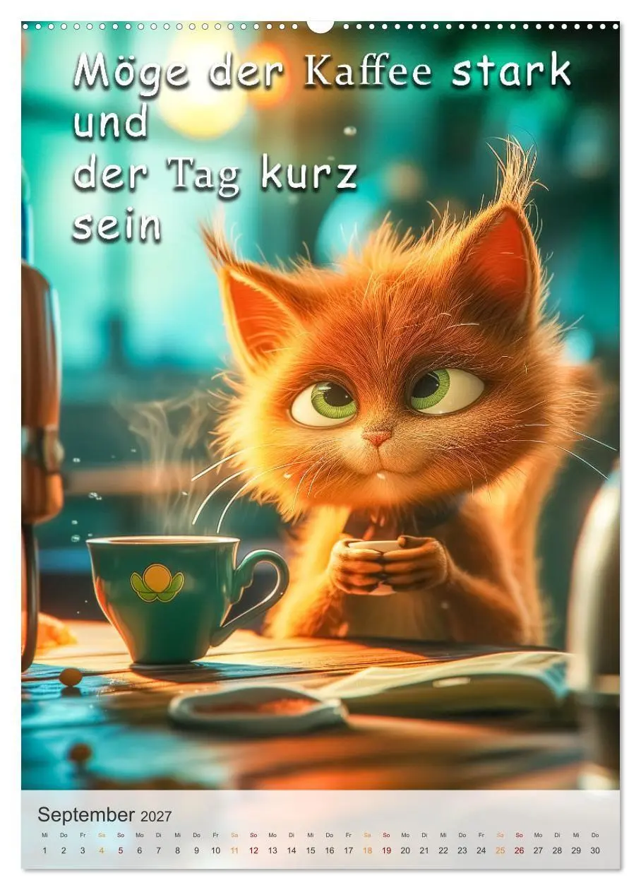 Bild: 9783569187818 | Kaffee-Katzen (Wandkalender 2027 DIN A2 hoch), CALVENDO Monatskalender