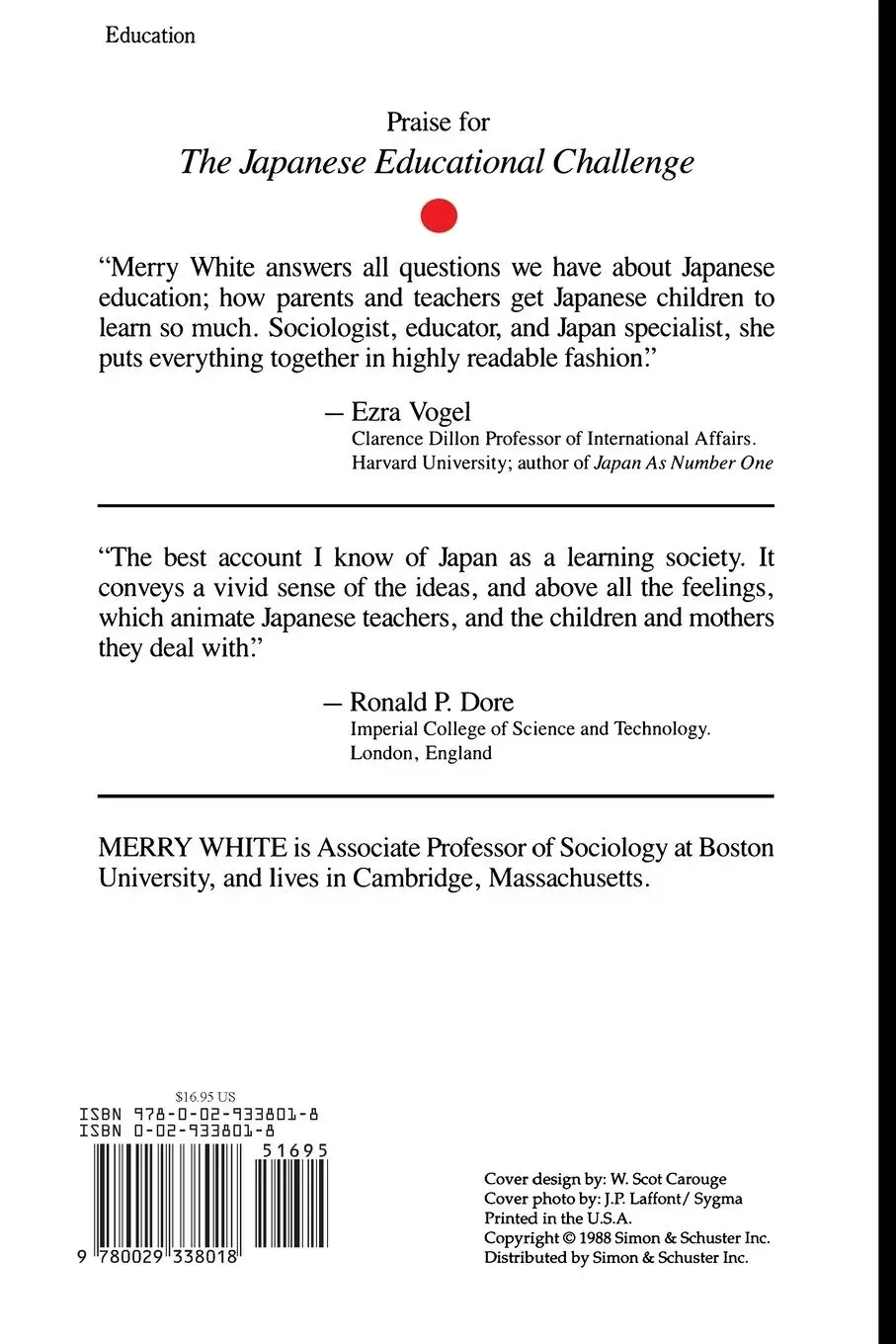Rückseite: 9780029338018 | The Japanese Educational Challenge | Merry White | Taschenbuch | 1988