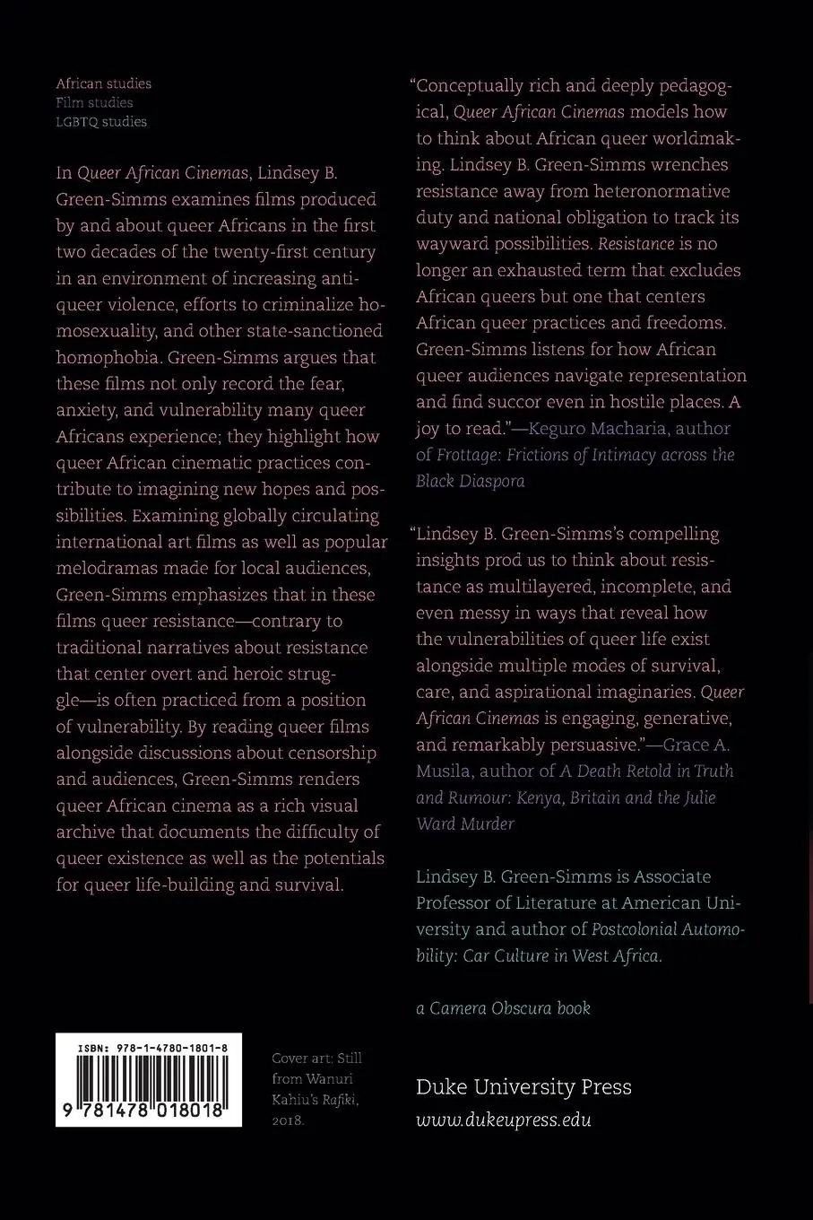 Rückseite: 9781478018018 | Queer African Cinemas | Lindsey B. Green-Simms | Taschenbuch | 2022