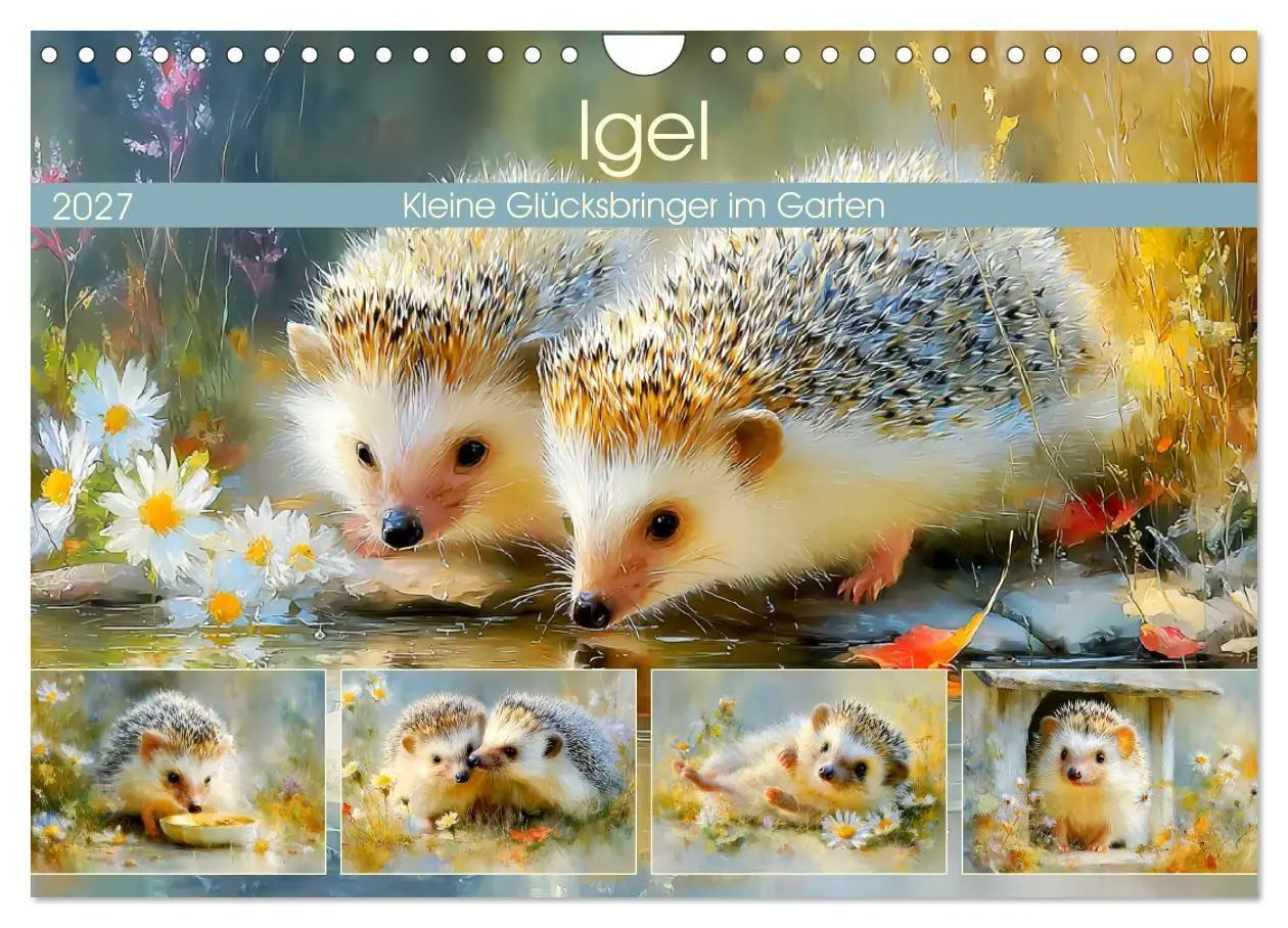 Cover: 9783516808018 | Igel. Kleine Glücksbringer im Garten (Wandkalender 2027 DIN A4...