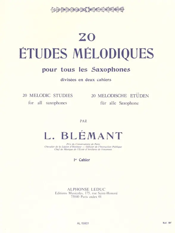 Cover: 9790046158018 | 20 Etudes Melodiques 1 | L. Blemant | Buch | Alphonse Leduc