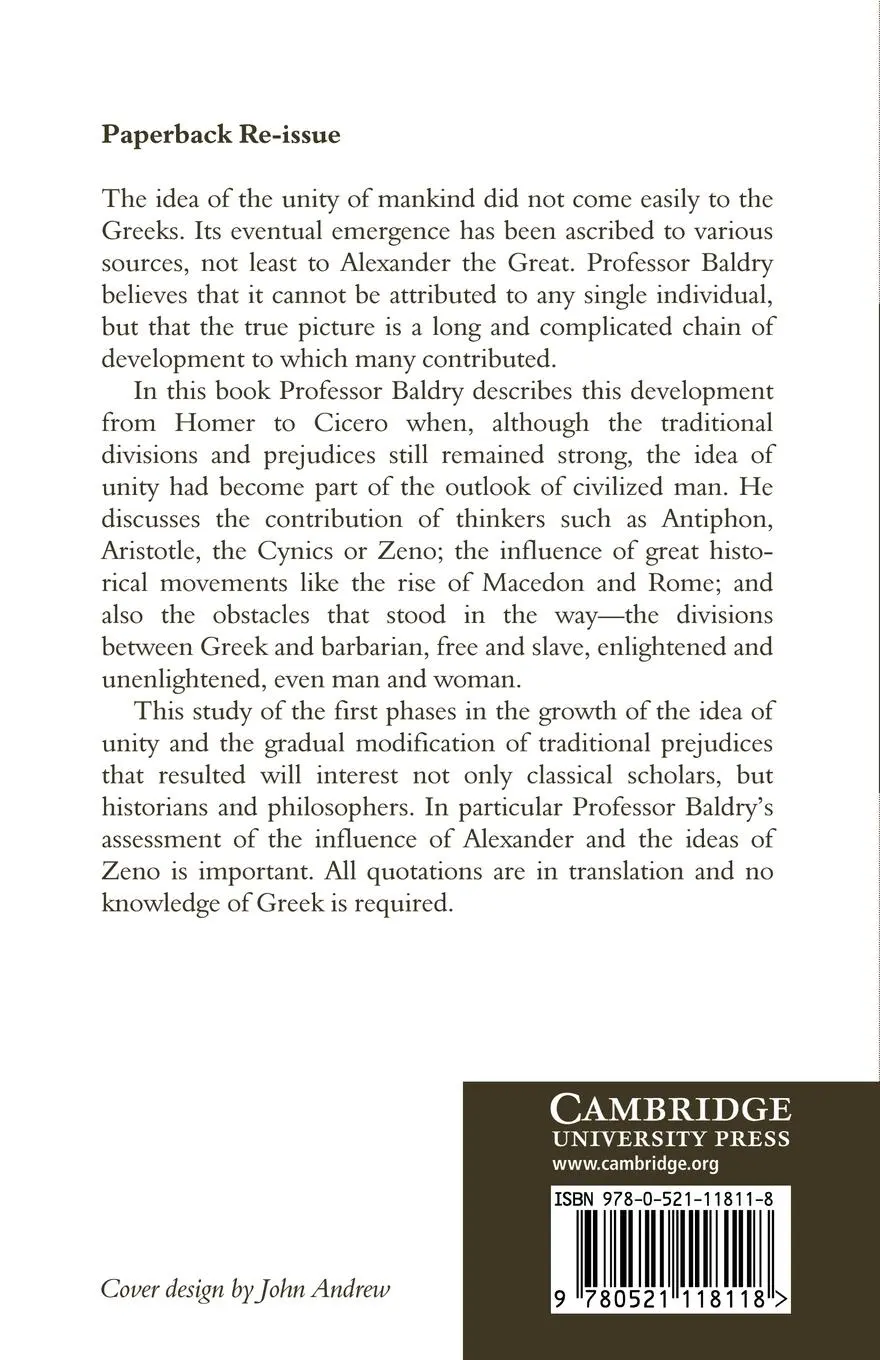 Rückseite: 9780521118118 | The Unity of Mankind in Greek Thought | Baldry (u. a.) | Taschenbuch