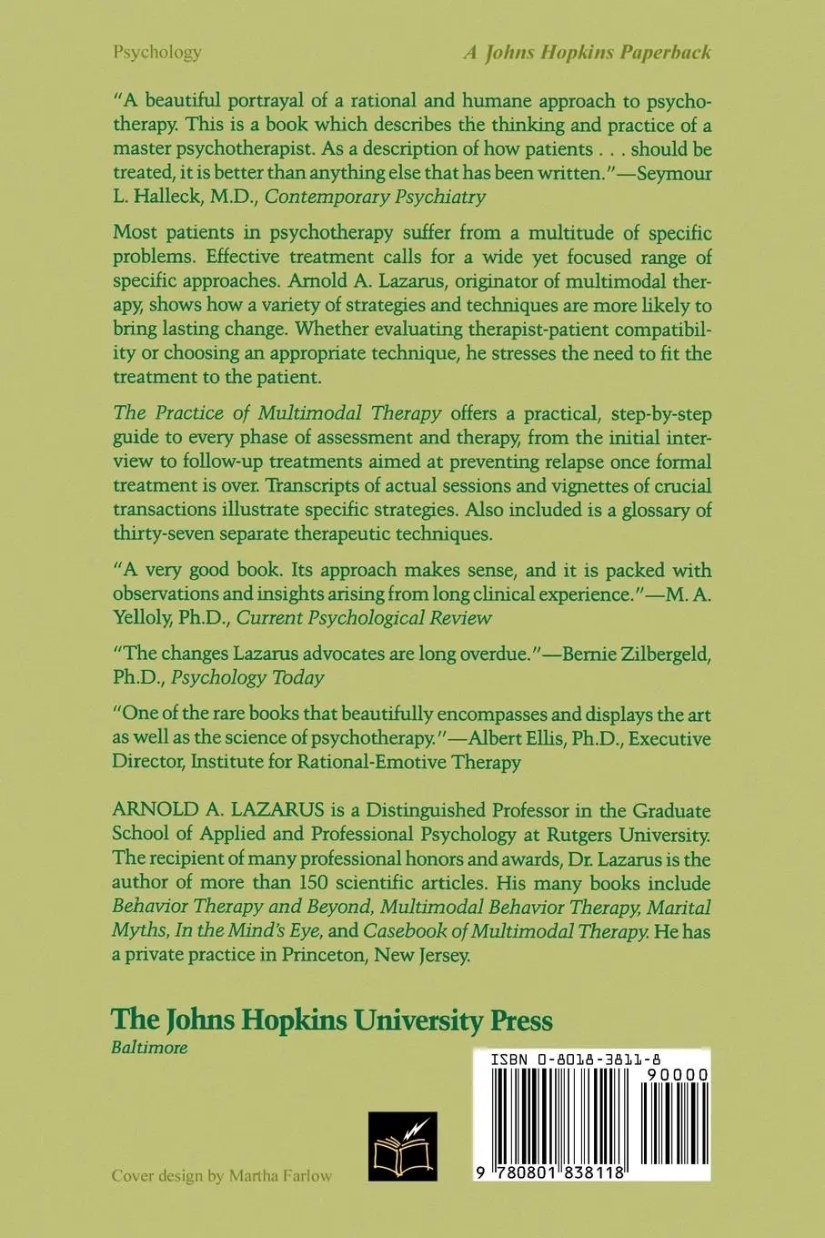 Rückseite: 9780801838118 | The Practice of Multimodal Therapy | Arnold A. Lazarus | Taschenbuch