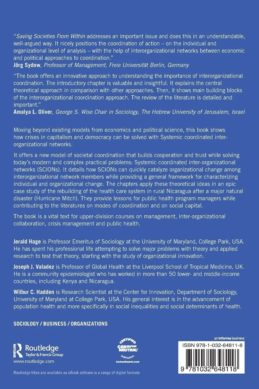 Rückseite: 9781032648118 | Saving Societies From Within | Jerald Hage (u. a.) | Taschenbuch