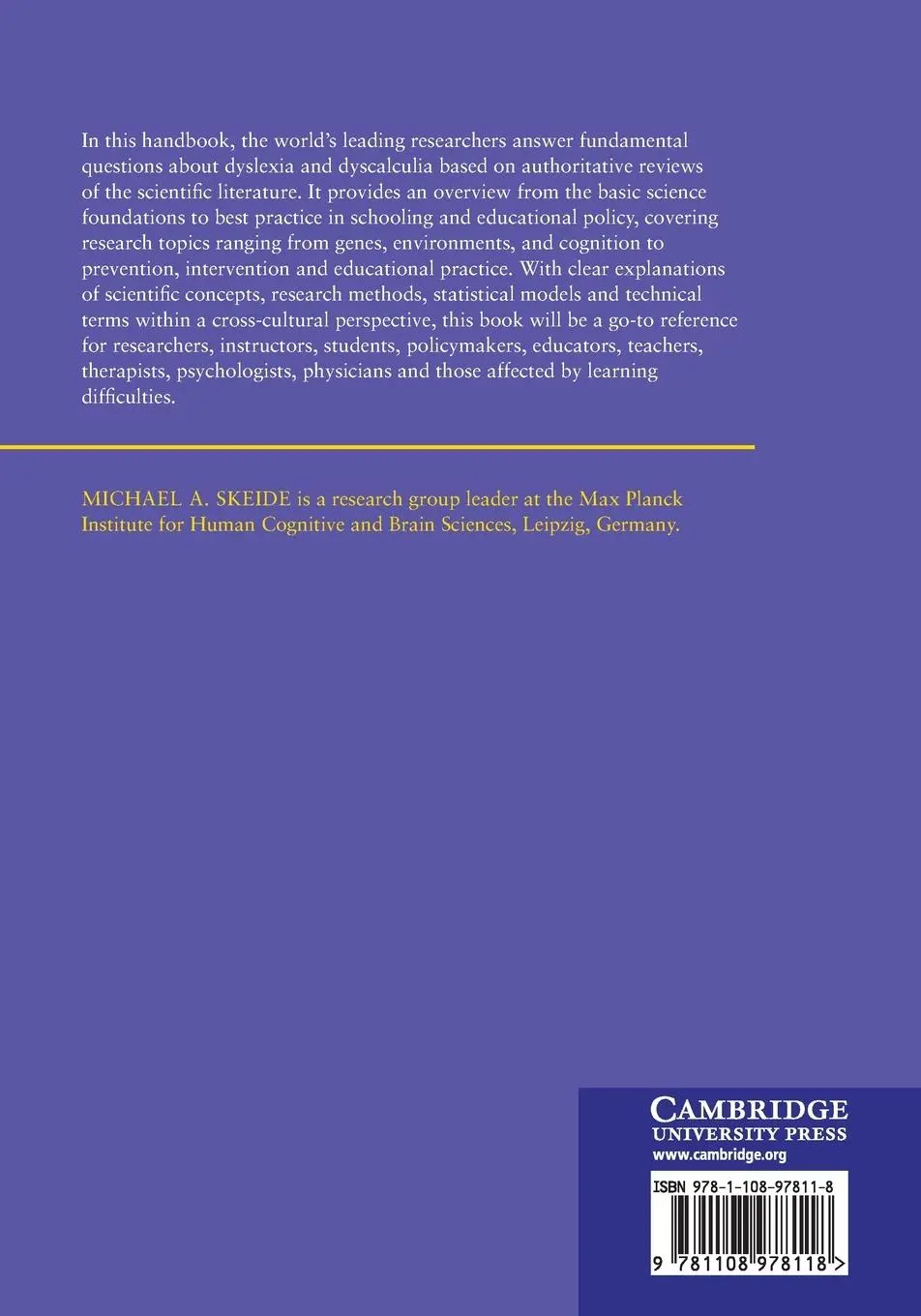 Rückseite: 9781108978118 | The Cambridge Handbook of Dyslexia and Dyscalculia | Michael A. Skeide