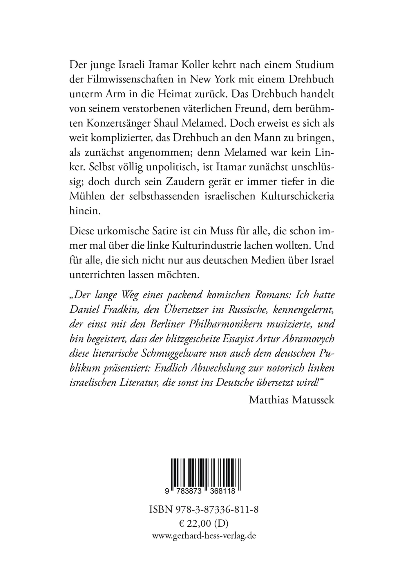 Rückseite: 9783873368118 | Itamar K. | Iddo Netanyahu | Taschenbuch | 302 S. | Deutsch | 2023