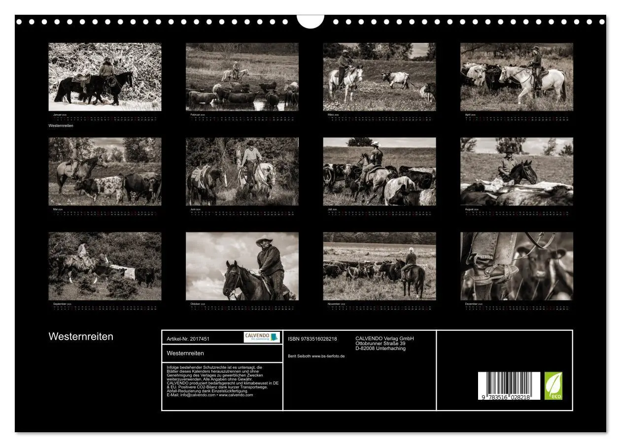 Bild: 9783516028218 | Westernreiten (Wandkalender 2026 DIN A3 quer), CALVENDO Monatskalender