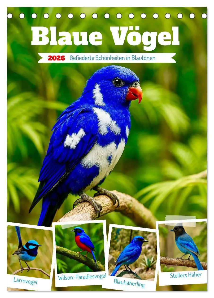 Cover: 9783516648218 | Blaue Vögel (Tischkalender 2026 DIN A5 hoch), CALVENDO Monatskalender