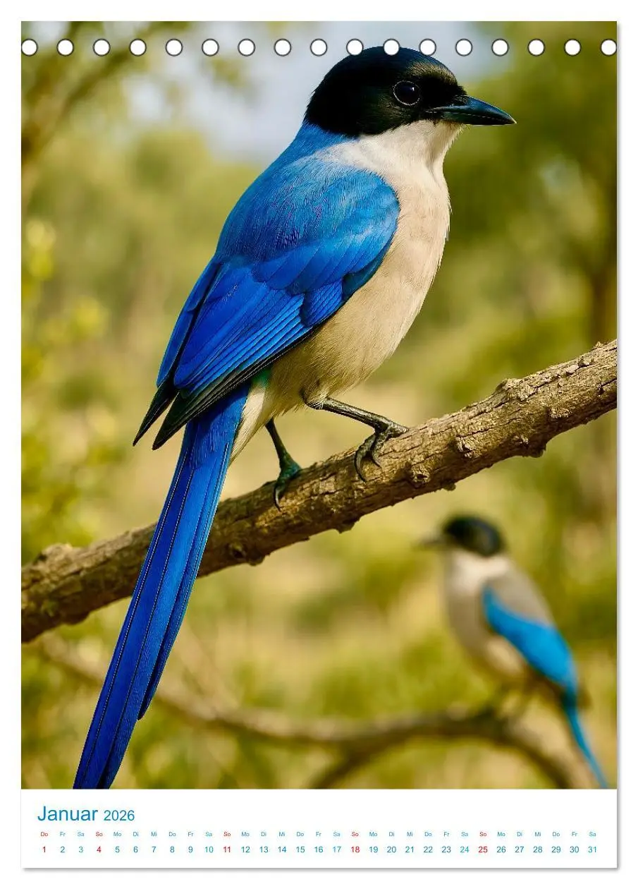 Bild: 9783516648218 | Blaue Vögel (Tischkalender 2026 DIN A5 hoch), CALVENDO Monatskalender