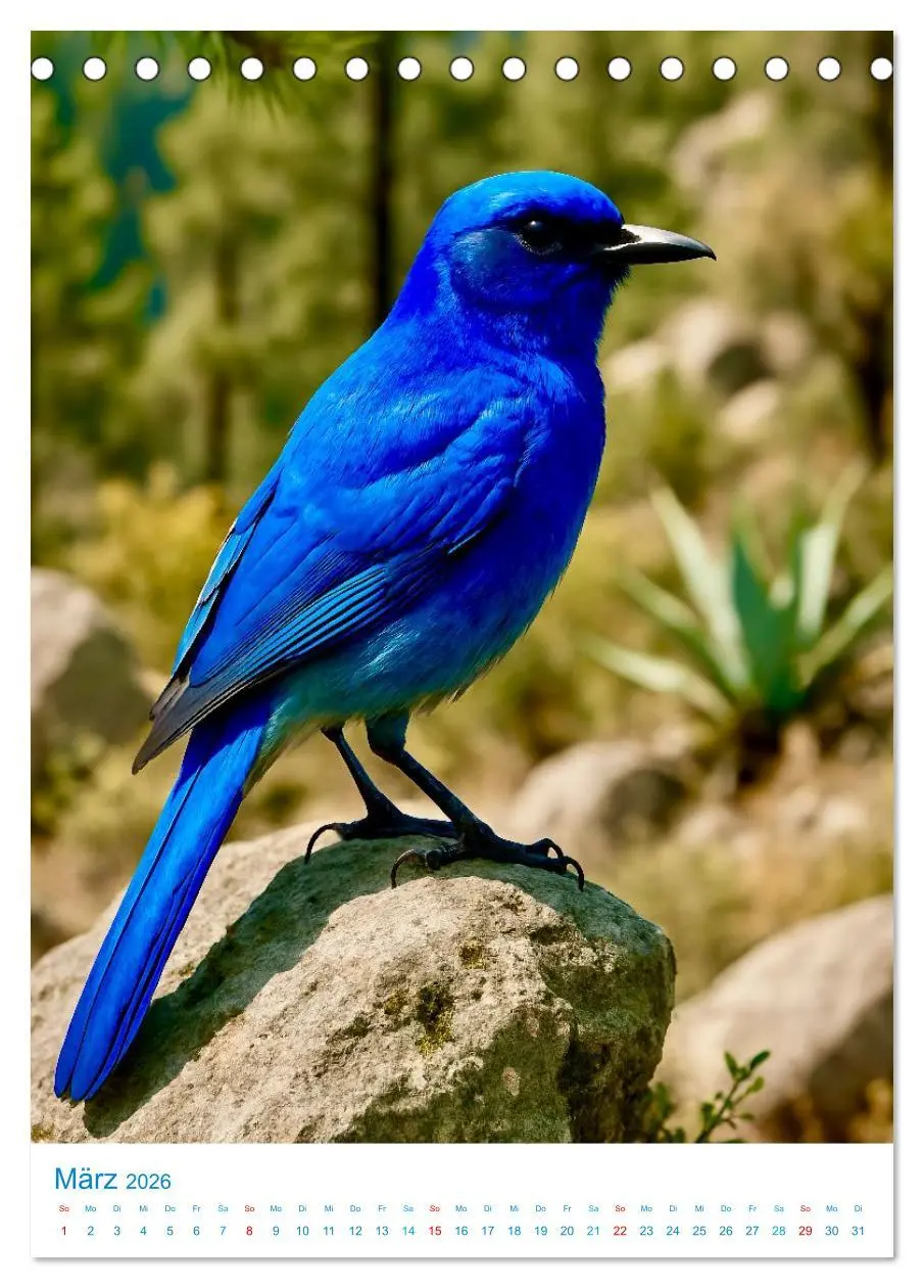 Bild: 9783516648218 | Blaue Vögel (Tischkalender 2026 DIN A5 hoch), CALVENDO Monatskalender