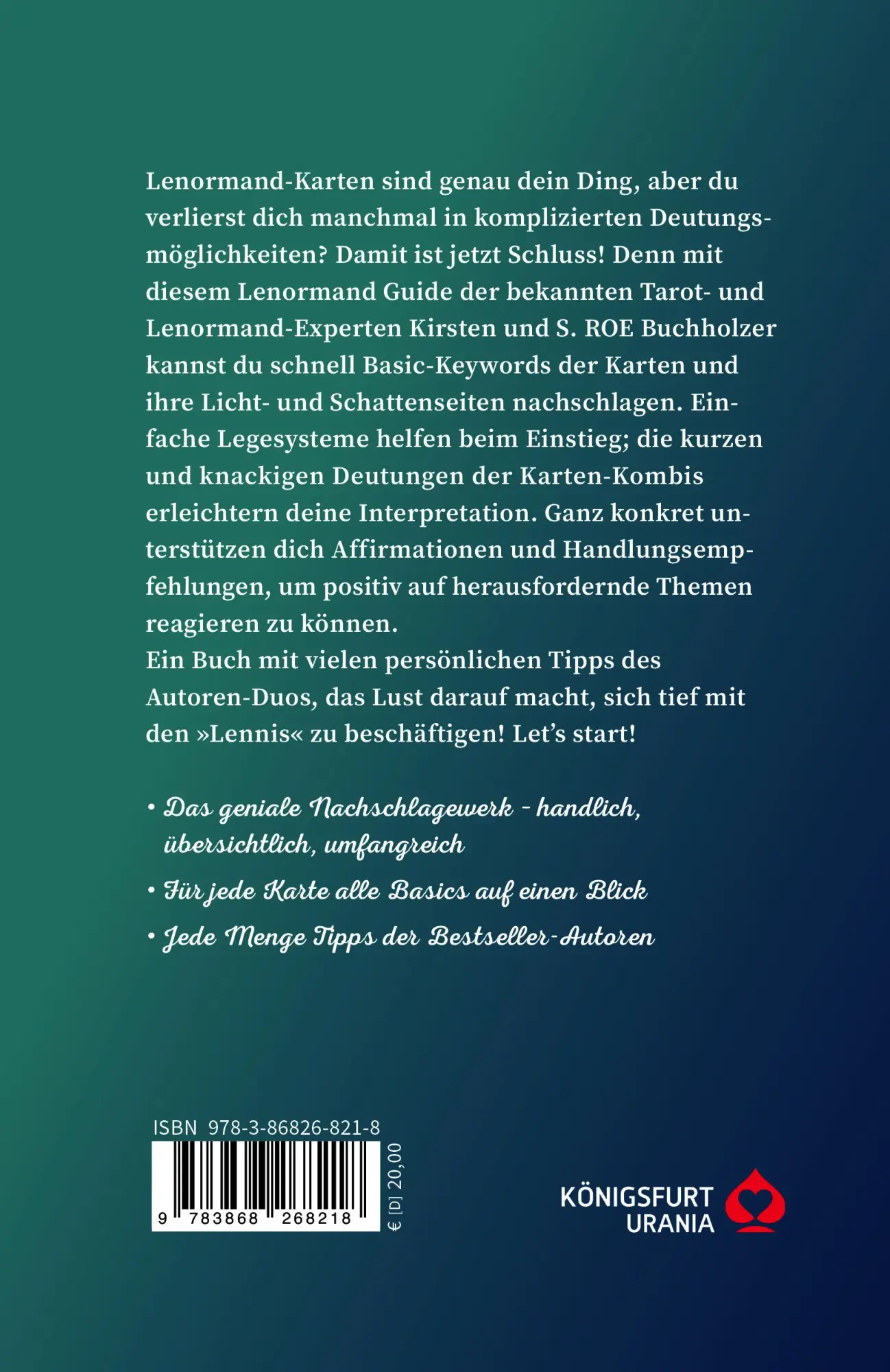Rückseite: 9783868268218 | Dein Lenormand Guide - Schnell und einfach legen und deuten | Buch