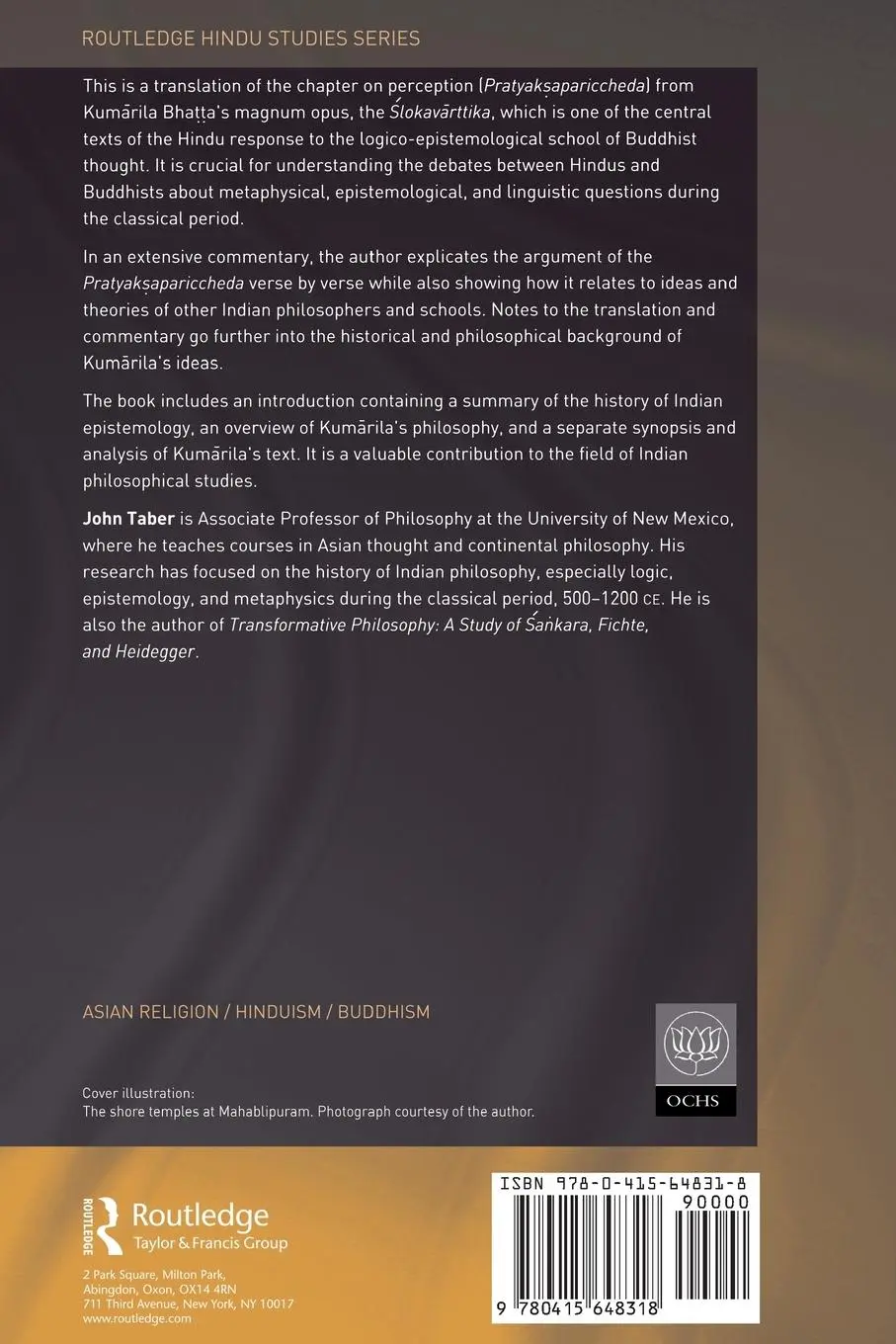 Rückseite: 9780415648318 | A Hindu Critique of Buddhist Epistemology | John Taber | Taschenbuch