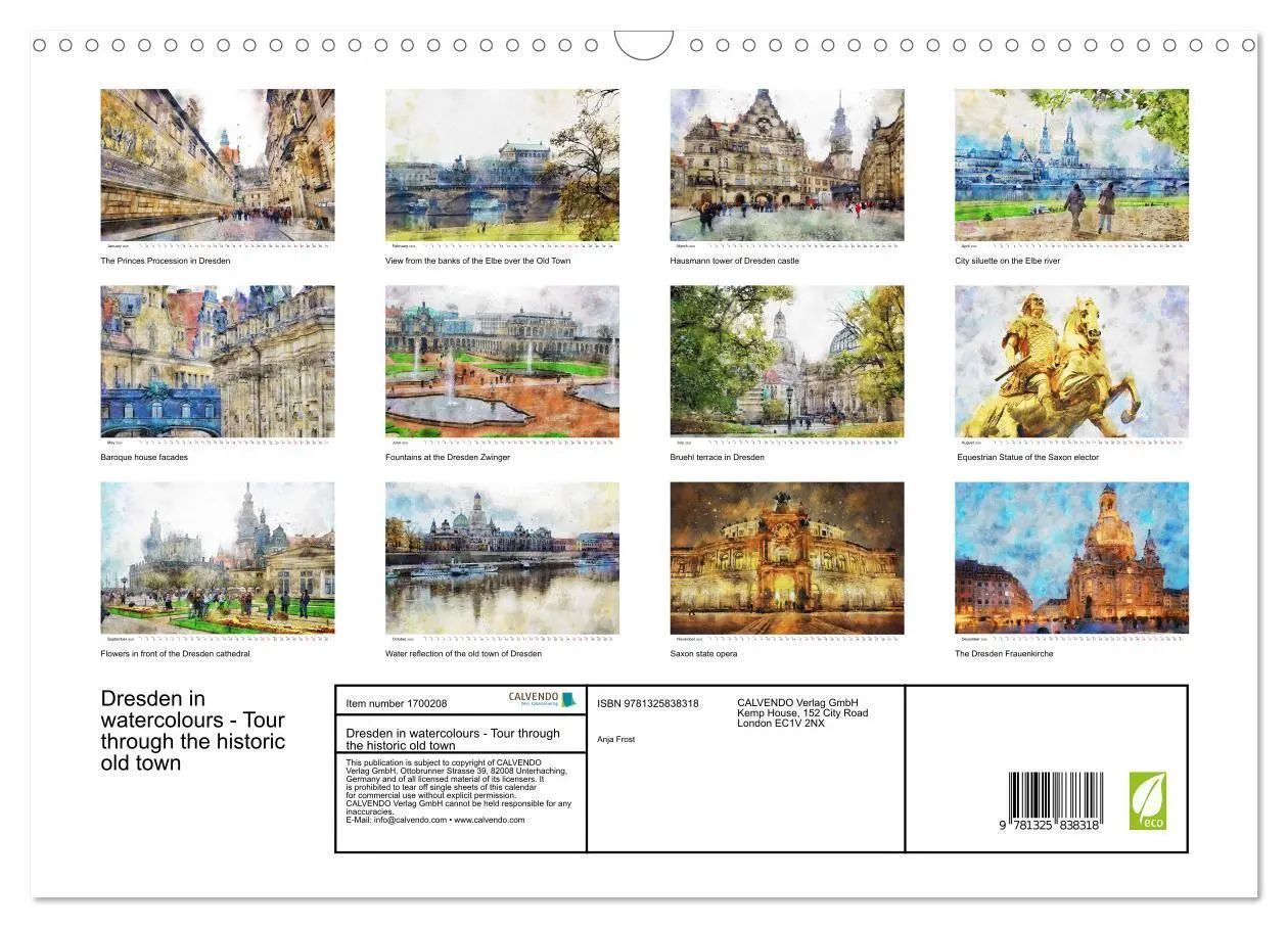 Bild: 9781325838318 | Dresden in watercolours - Tour through the historic old town (Wall...