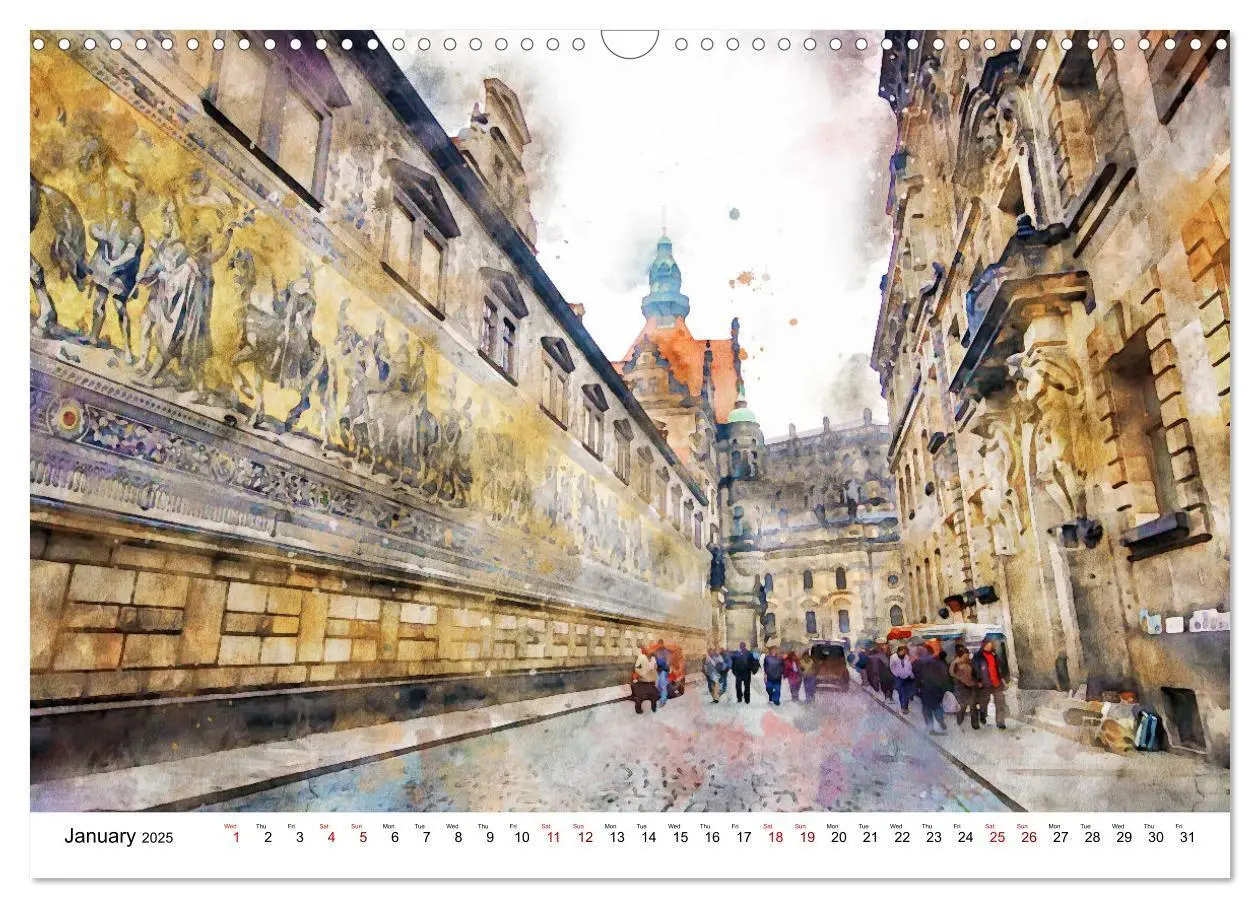 Bild: 9781325838318 | Dresden in watercolours - Tour through the historic old town (Wall...