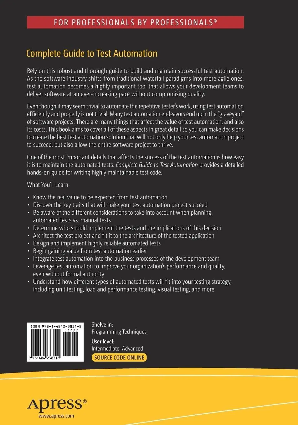 Rückseite: 9781484238318 | Complete Guide to Test Automation | Arnon Axelrod | Taschenbuch | xxix