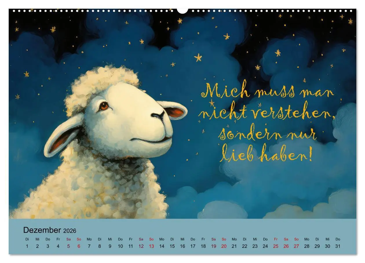 Bild: 9783457478318 | Schafsprüche (Wandkalender 2026 DIN A2 quer), CALVENDO Monatskalender