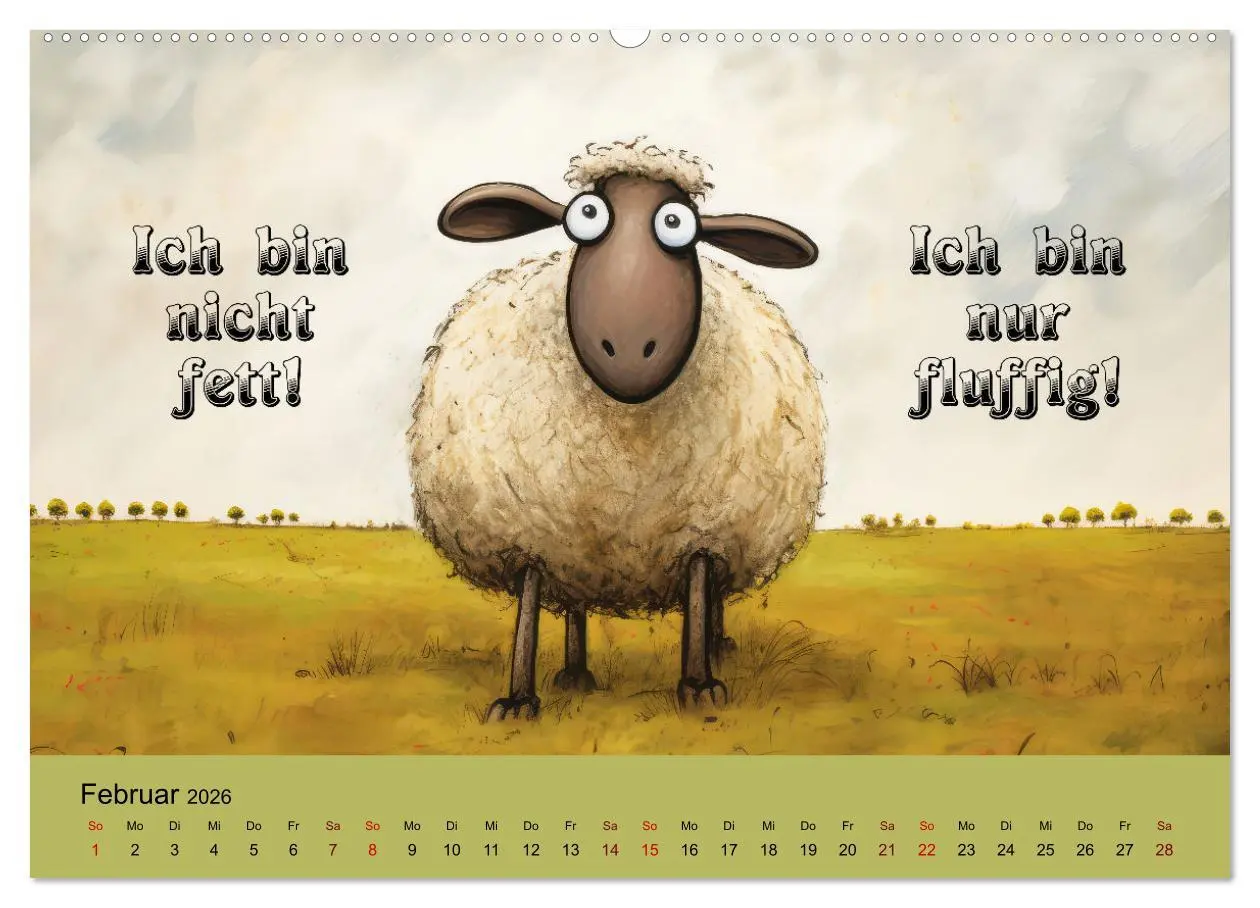 Bild: 9783457478318 | Schafsprüche (Wandkalender 2026 DIN A2 quer), CALVENDO Monatskalender