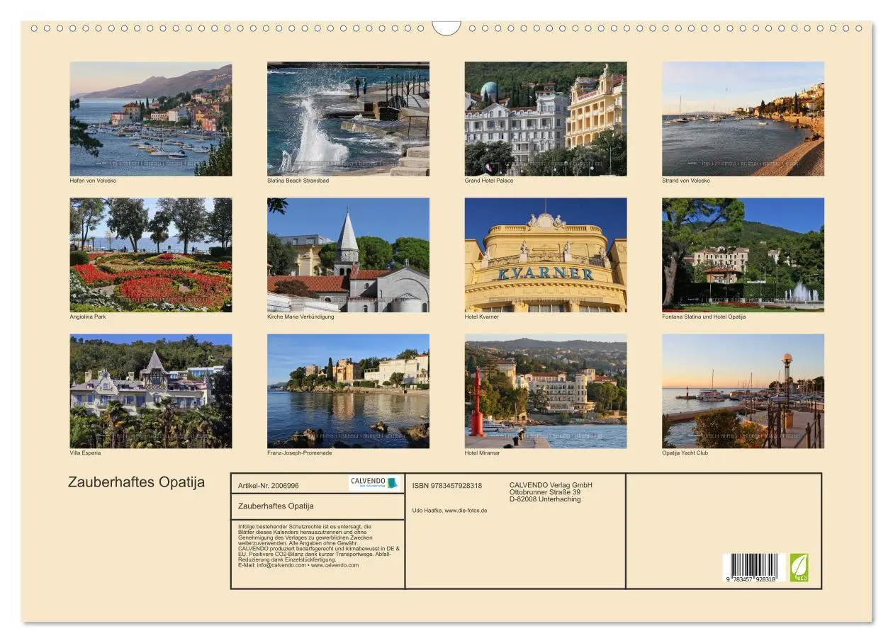 Bild: 9783457928318 | Zauberhaftes Opatija (Wandkalender 2026 DIN A2 quer), CALVENDO...