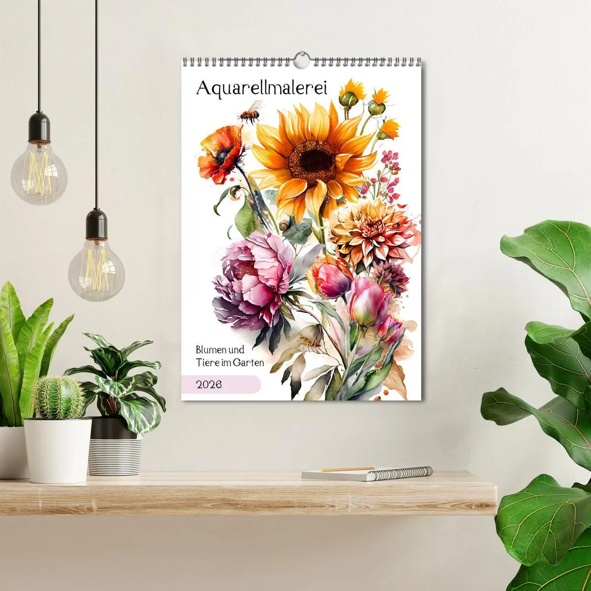 Bild: 9783516328318 | Aquarellmalerei - Blumen und Tiere im Garten (Wandkalender 2026 DIN...