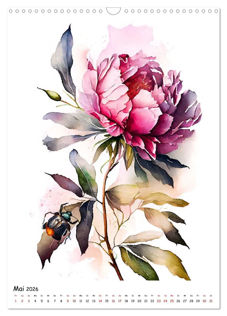 Bild: 9783516328318 | Aquarellmalerei - Blumen und Tiere im Garten (Wandkalender 2026 DIN...