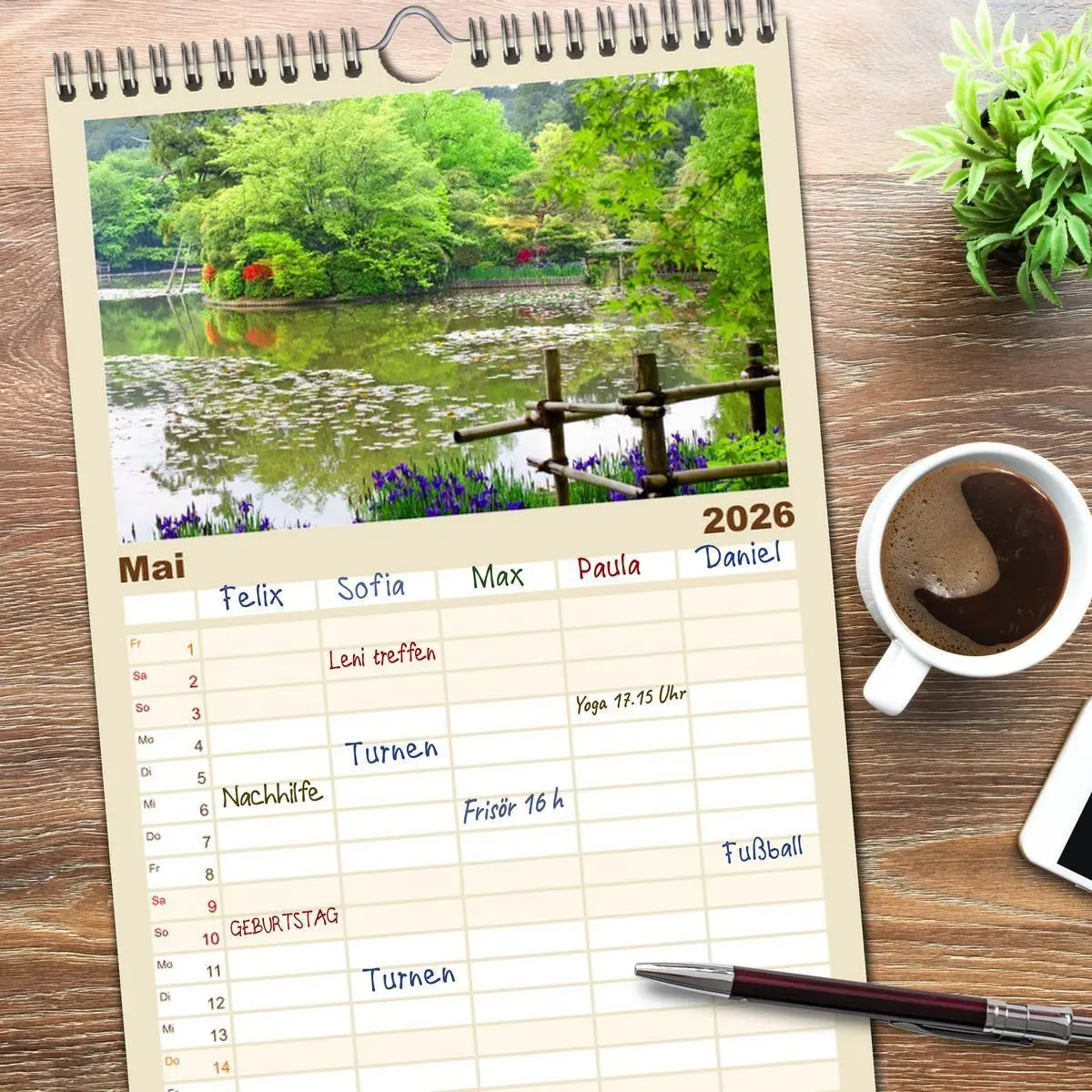 Bild: 9783516628418 | Familienplaner 2026 - Gärten in Japan mit 5 Spalten (Wandkalender,...