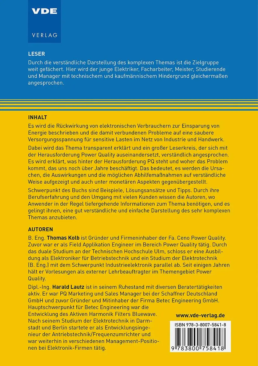Rückseite: 9783800758418 | Power Quality | Ein komplexes Thema verständlich erklärt | Taschenbuch