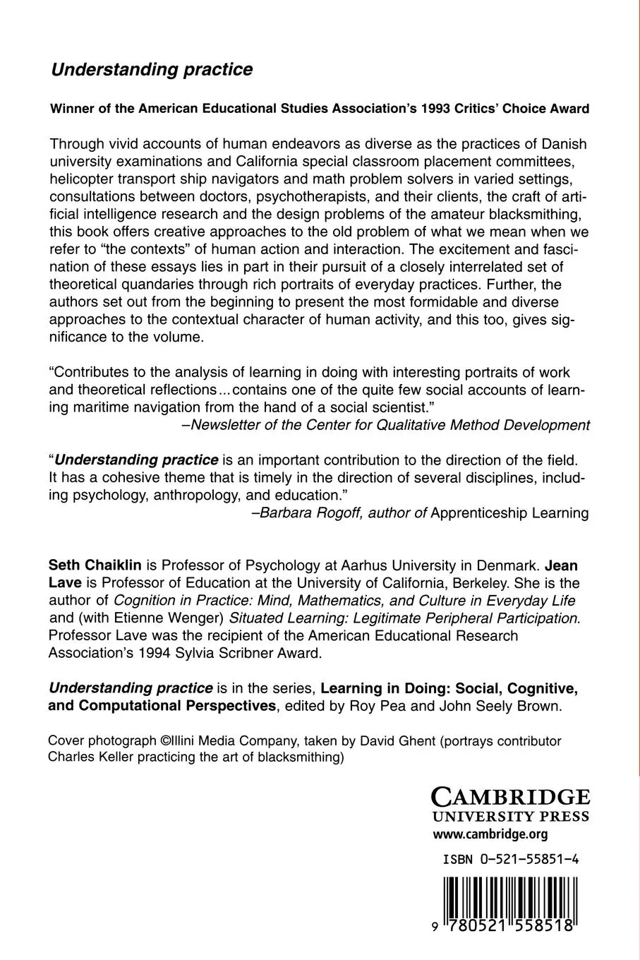 Rückseite: 9780521558518 | Understanding Practice | Seth Chaiklin (u. a.) | Taschenbuch | 2006