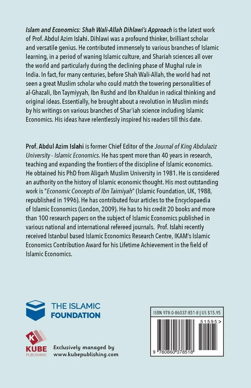 Rückseite: 9780860378518 | Shah Wali-Allah Dihlawi and his Economic Thought | Abdul Azim Islahi