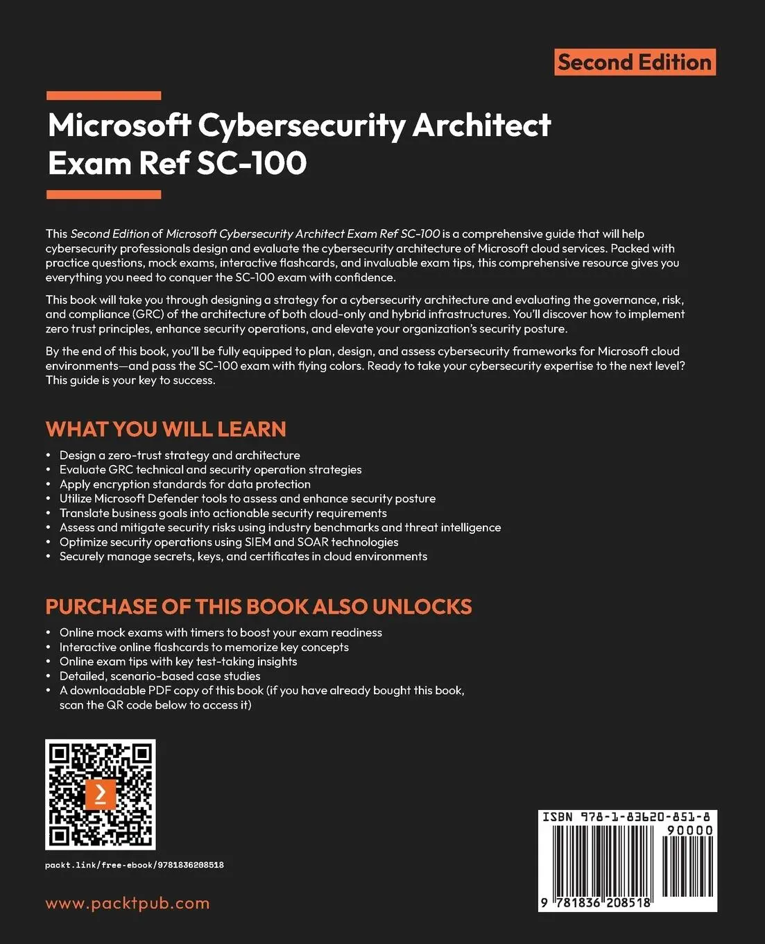 Rückseite: 9781836208518 | Microsoft Cybersecurity Architect Exam Ref SC-100 - Second Edition