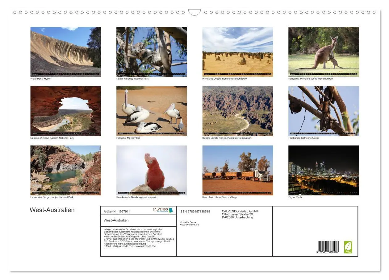 Bild: 9783457838518 | West-Australien (Wandkalender 2026 DIN A2 quer), CALVENDO...
