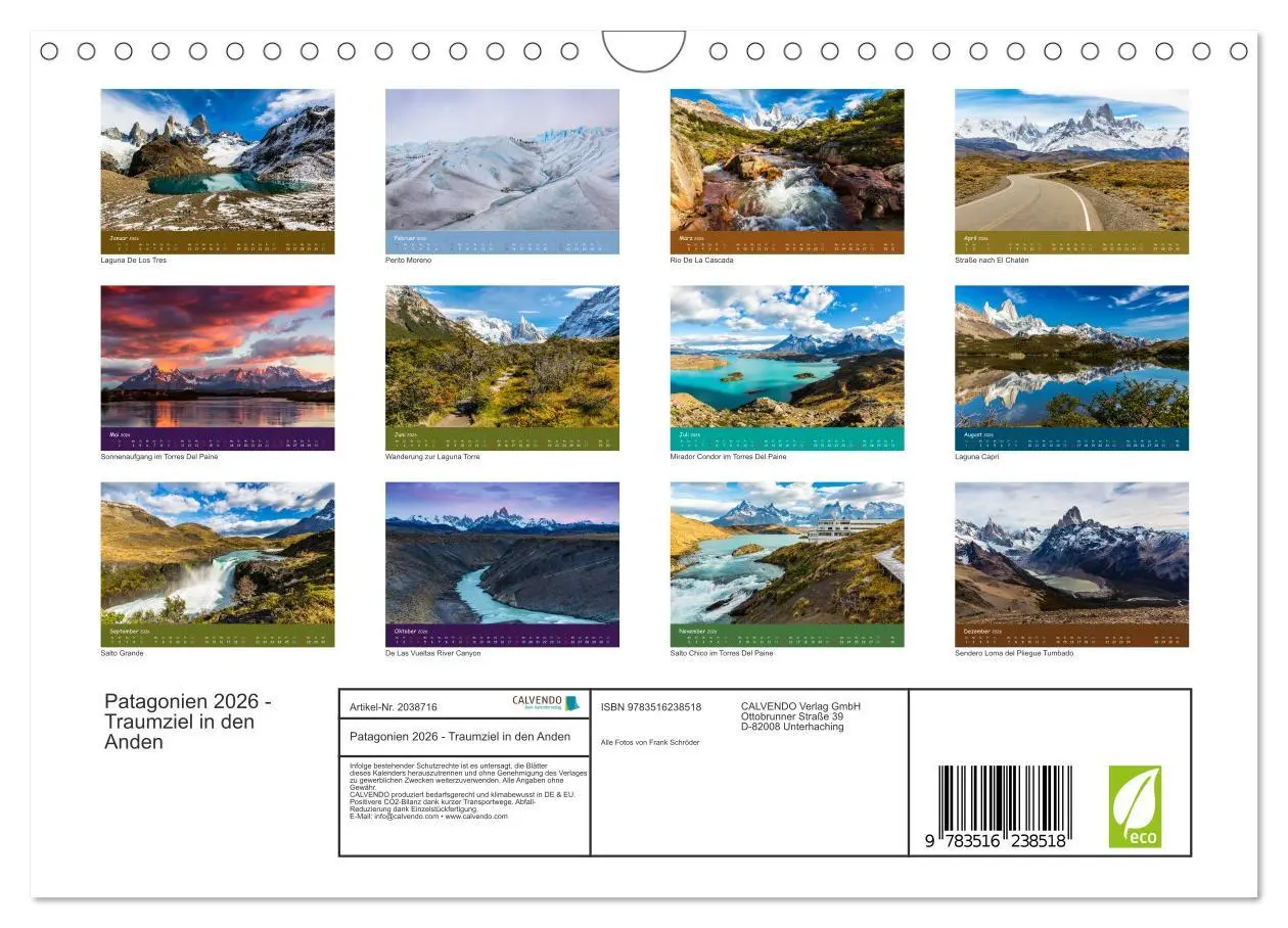 Bild: 9783516238518 | Patagonien 2026 - Traumziel in den Anden (Wandkalender 2026 DIN A4...