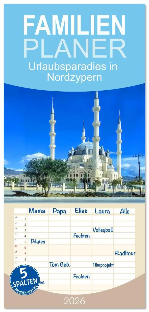 Cover: 9783516618518 | Familienplaner 2026 - Urlaubsparadies in Nordzypern mit 5 Spalten...