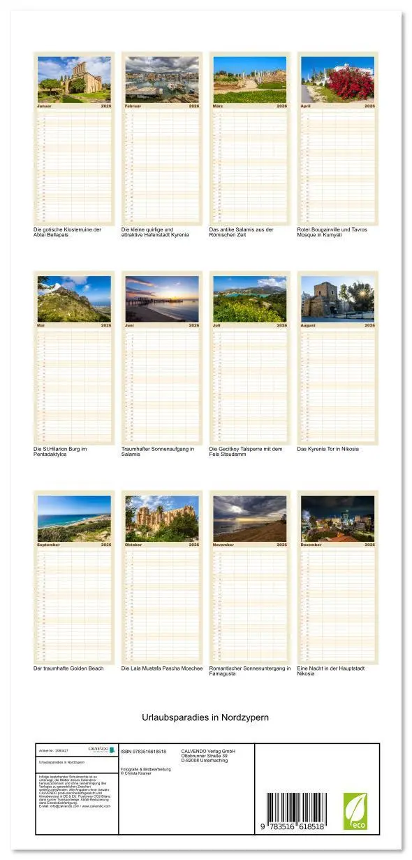 Bild: 9783516618518 | Familienplaner 2026 - Urlaubsparadies in Nordzypern mit 5 Spalten...