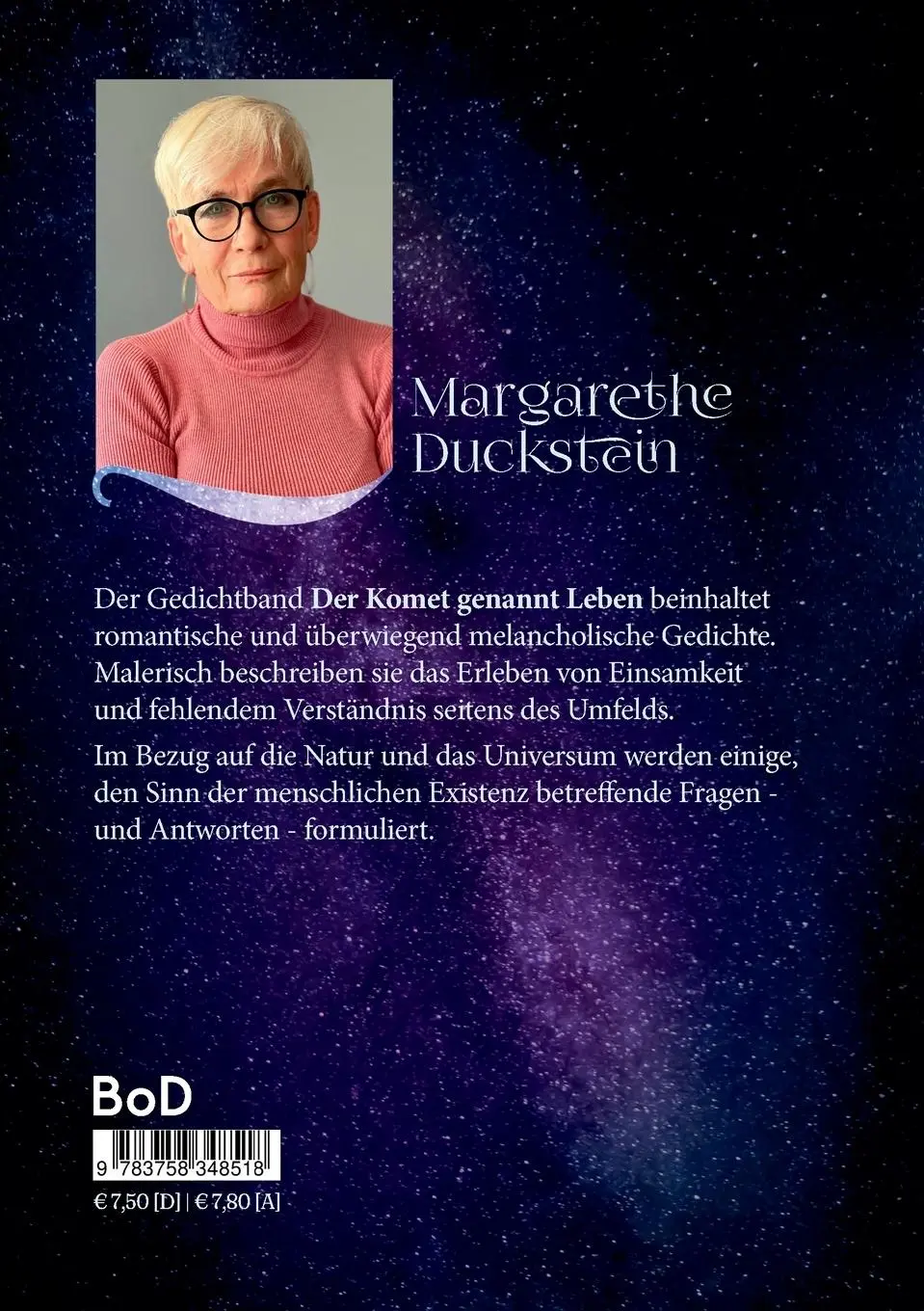 Rückseite: 9783758348518 | Der Komet genannt Leben | Margarethe Duckstein | Taschenbuch | 84 S.