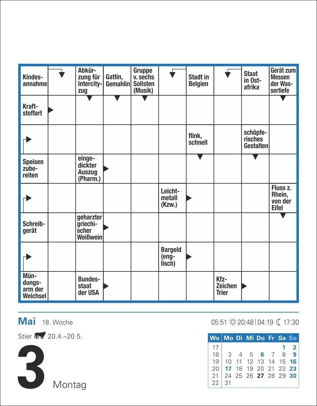 Bild: 9783840038518 | Kreuzworträtsel Tagesabreißkalender 2027 | Stefan Krüger | Kalender