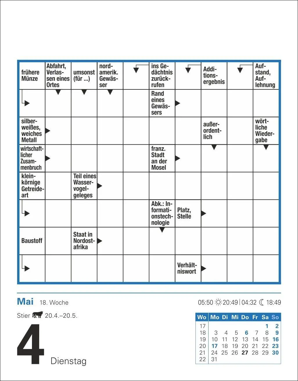 Bild: 9783840038518 | Kreuzworträtsel Tagesabreißkalender 2027 | Stefan Krüger | Kalender