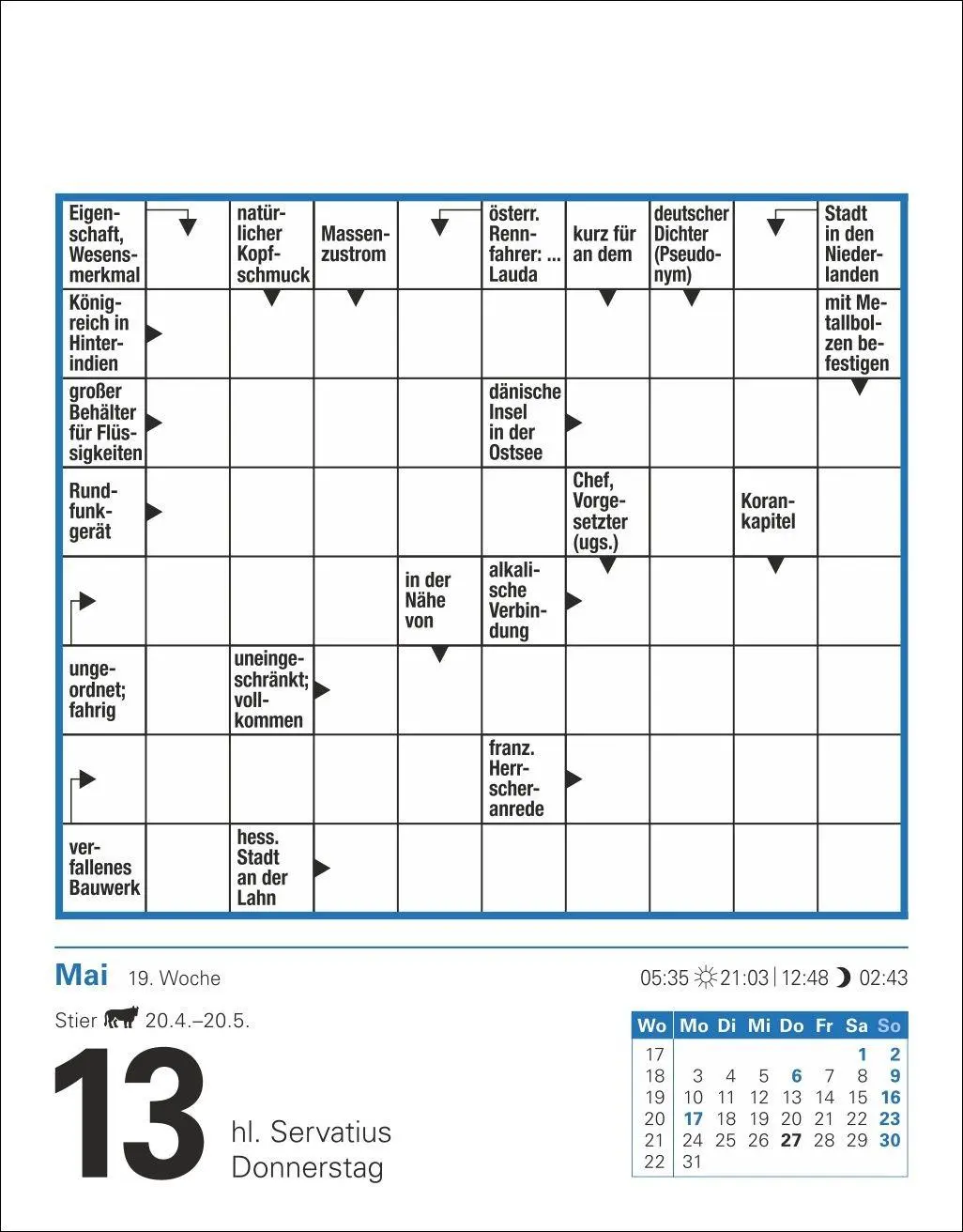 Bild: 9783840038518 | Kreuzworträtsel Tagesabreißkalender 2027 | Stefan Krüger | Kalender