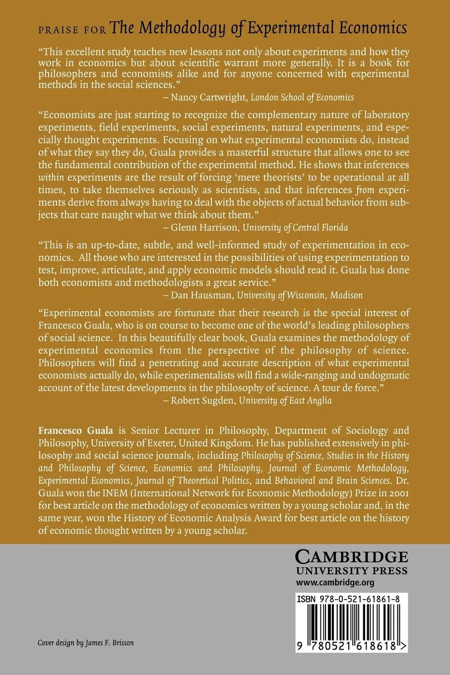 Rückseite: 9780521618618 | The Methodology of Experimental Economics | Francesco Guala | Buch
